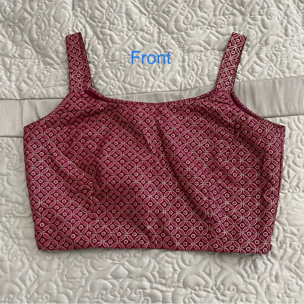 Maroon and pink lehenga blouse